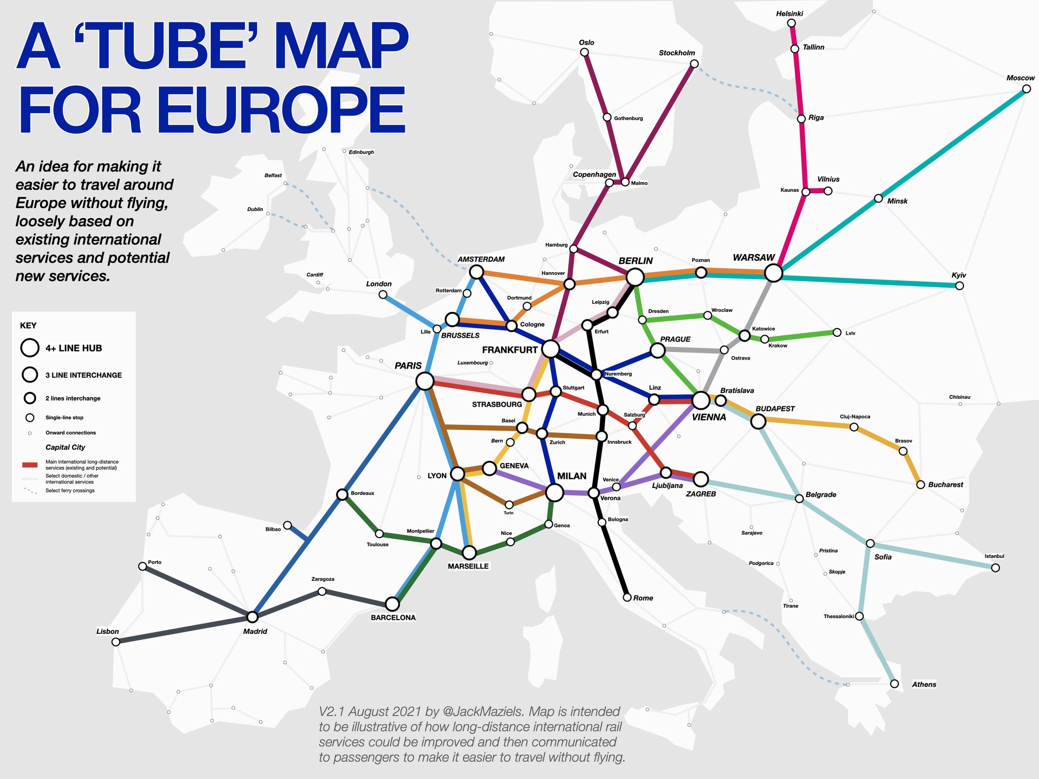 rail travel in europe map